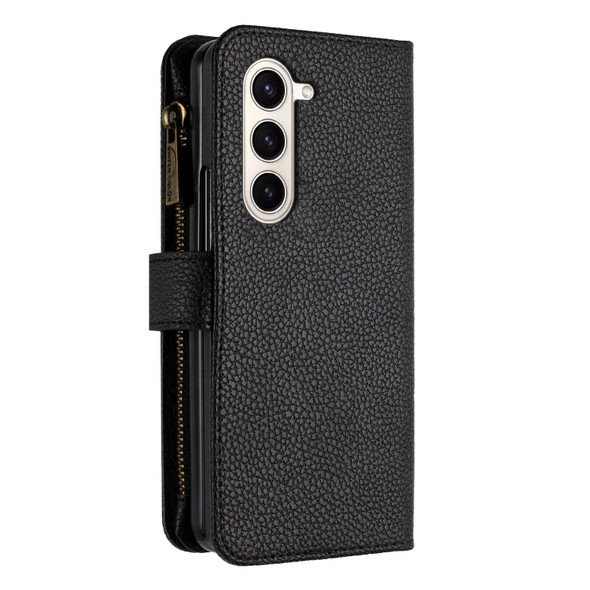 For Samsung Galaxy Z Fold5 Litchi Texture Zipper Wallet Leatherette Phone Case(Black) - Open Box (Grade A)