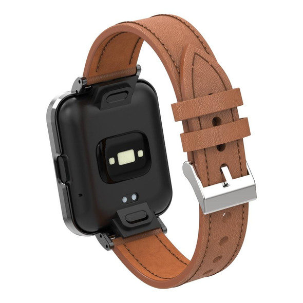 Xiaomi Mi Watch Lite / Redmi Watch Genuine Leather Metal Case Integrated Watch Band(Brown) - Open Box (Grade A)