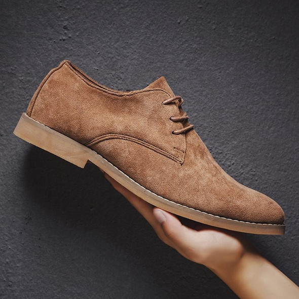 British Style Casual Shoes Suede Oxford Leatherette Men Shoes, Size:40(Brown) - Open Box (Grade A)