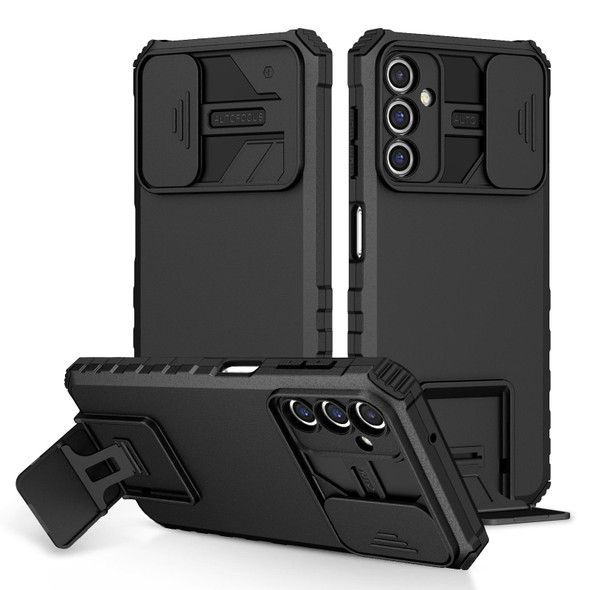 For Samsung Galaxy A14 5G Stereoscopic Holder Sliding Camshield Phone Case(Black) - Open Box (Grade A)