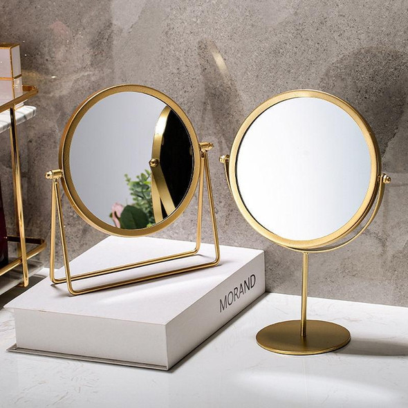 Desktop Makeup Mirror Simple Portable Mirror Rotating Dressing Mirror,Style: Gold Stand Model - Open Box (Grade A)