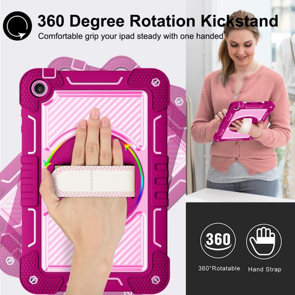 For Huawei MatePad SE 10.4 360 Degree Rotation PC Contrast Silicone Tablet Case(Rose Red + Pink) - Open Box (Grade A)