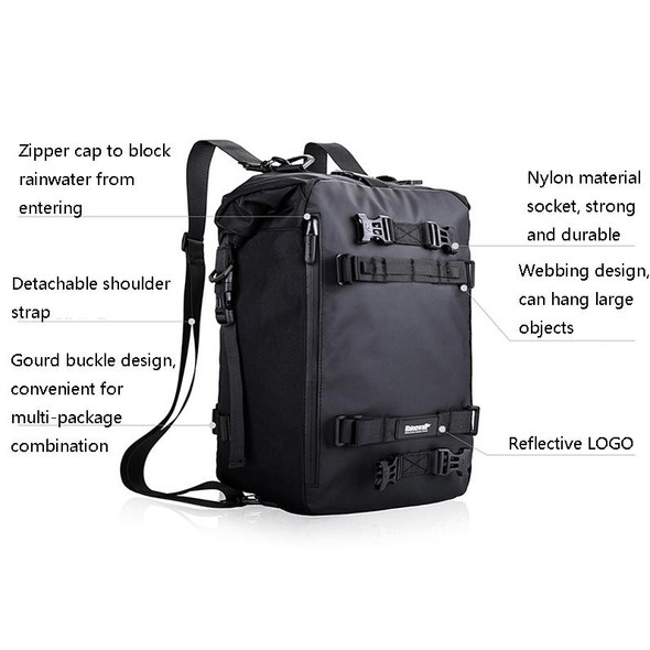 Rhinowalk Multi-Function Motorcycle Rear Seat Bag Combination Rear Shelf Pannier, Colour: Black 10L - Open Box (Grade A)