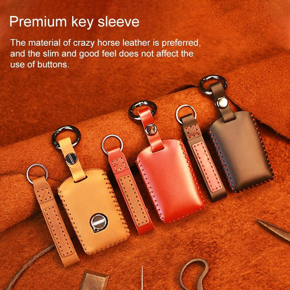 Volvo Single Slit Style Car Cowhide Leather Key Protective Cover Key Case (Black) - Open Box (Grade A)