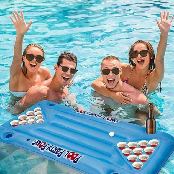 Water Inflatable Drink Cup Hole Floating Row Table Tennis Floating Table(145x60cm) - Open Box (Grade A)