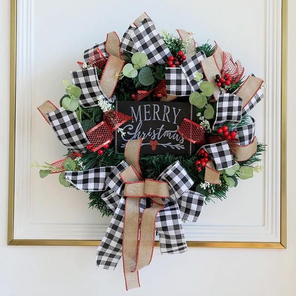 Christmas Decorations Cane Wreath Garland Door Hanger, Size: 25cm(Red Flower) - Open Box (Grade A)