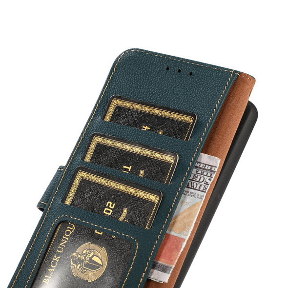 For Google Pixel 8 KHAZNEH Custer Genuine Leatherette RFID Phone Case(Green) - Open Box (Grade A)
