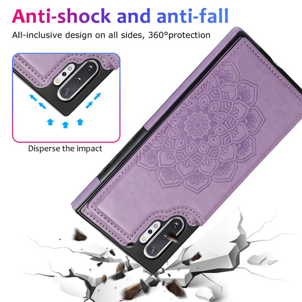 Samsung Galaxy Note 10 Plus Double Buckle Mandala Pattern PU+TPU Protective Case with Card Slots & Holder & Photo Frame(Purple) - Open Box (Grade A)