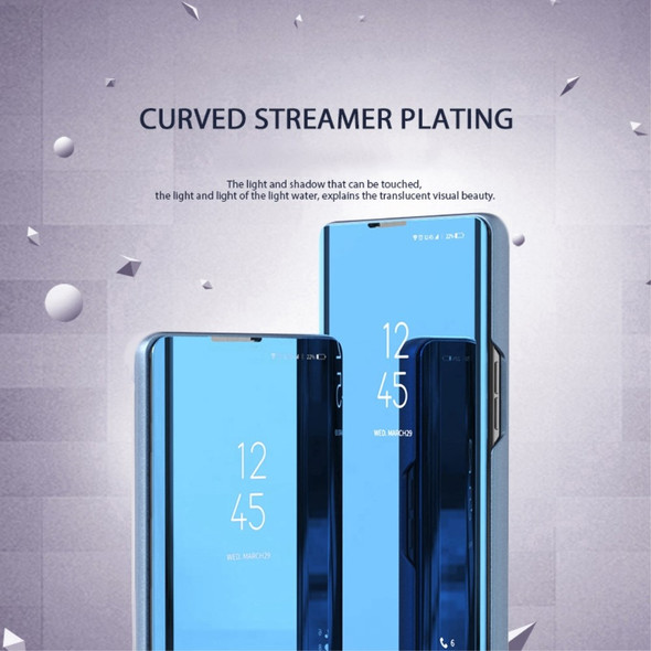 For Oppo Reno8 5G (Global Version) Scratch-proof PU Leather Mirror Flip Electroplating Cover Clear View Window Stand Phone Case - Blue(Color=Blue) - Open Box (GRADE A)