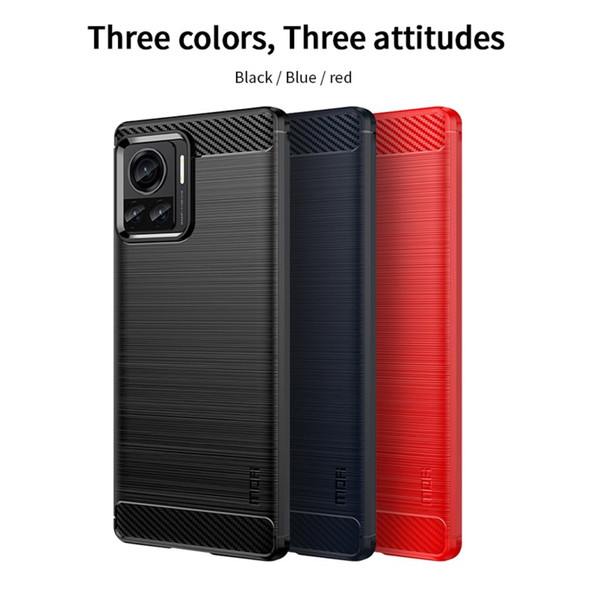 MOFI JK TPU Series-1 for Motorola Moto X30 Pro 5G / Edge 30 Ultra 5G / Edge X Brushed Surface Flexible TPU Case Carbon Fiber Texture Anti-drop Phone Cover (Color=Red) - Open Box (GRADE A)