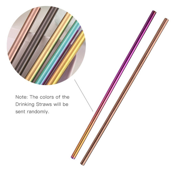 Multicolor 10.5inch Reusable Drinking Straws Stainless Steel Straight Straws [Random Color] 5Pc - Open Box (Grade A)