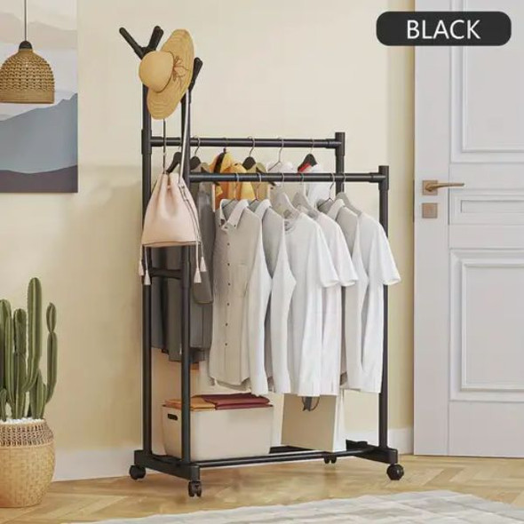 Elegant Double Pole Rack with Storage