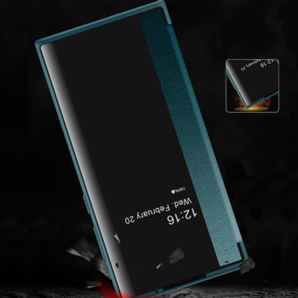 Samsung Galaxy S22 Ultra 5G Window View Leather Phone Case(Green) - Open Box (Grade A)