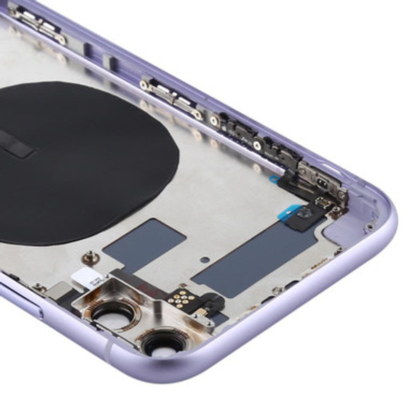 Battery Back Cover Assembly (with Side Keys & Power Button + Volume Button Flex Cable & Wireless Charging Module & Motor & Charging Port & Loud Speaker & Card Tray & Camera Lens Cover) for iPhone 11(Purple) - Open Box (Grade A)