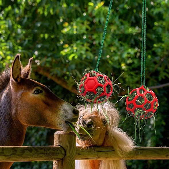 Horse Stable Hanging Hay Ball Feeder Hay Feeding Toy Balls(Red)