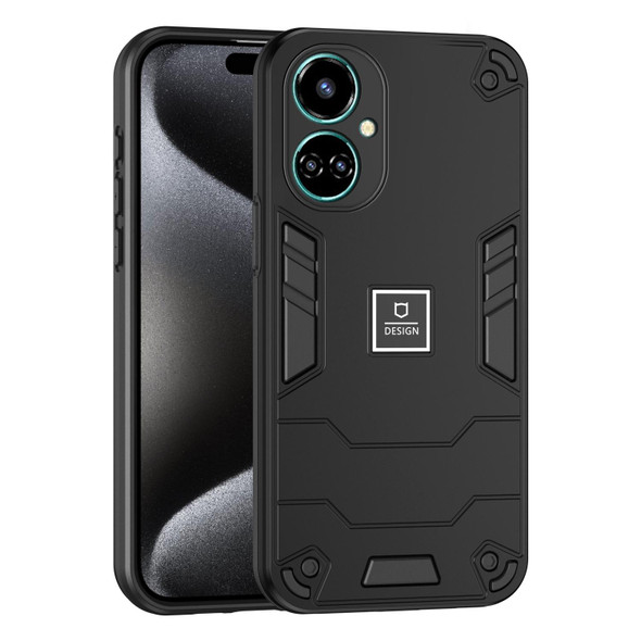 For Tecno Camon 19 2 in 1 Shockproof Phone Case(Black)