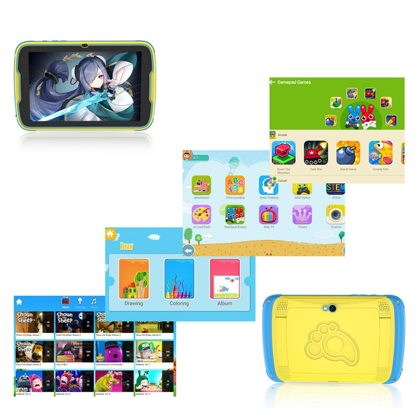 Pritom MQ818 WiFi Kid Tablet 8 inch,  4GB+64GB, Android 13 Allwinner A523 Octa Core CPU Support Parental Control Google Play(Yellow)