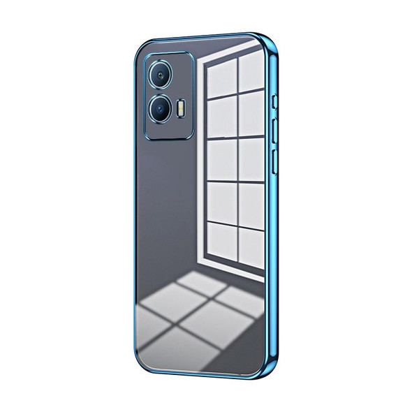 For vivo iQOO U5 Transparent Plating Fine Hole Phone Case(Blue)