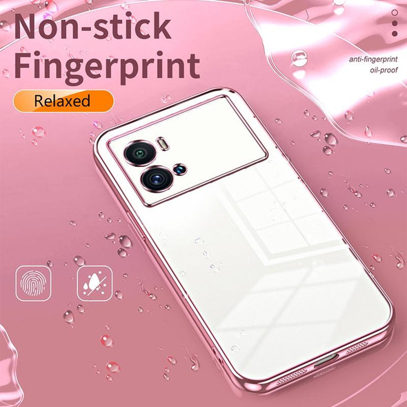 For vivo iQOO 9 Pro Transparent Plating Fine Hole Phone Case(Gold)