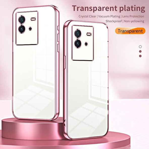 For vivo iQOO Neo6 Transparent Plating Fine Hole Phone Case(Black)