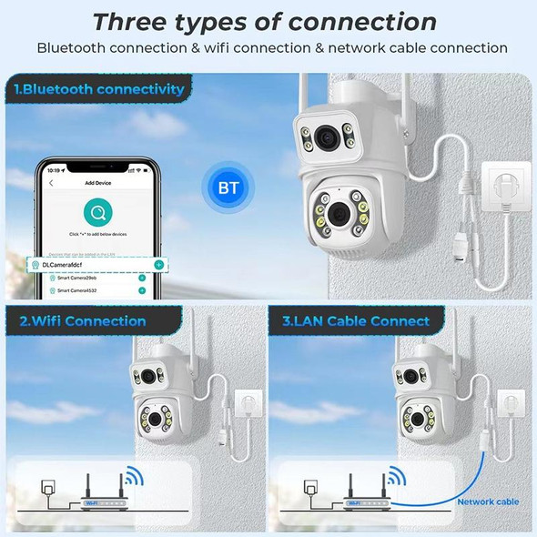 QX95 6MP WiFi Dual Camera Supports Two-way Voice Intercom & AI Recognition(US Plug)