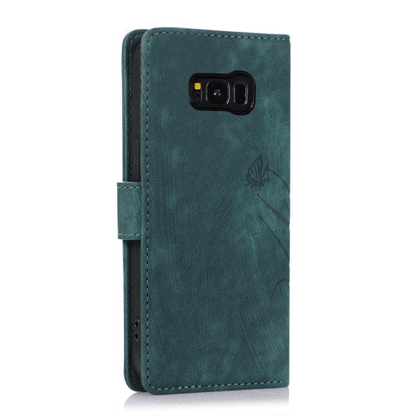 For Samsung Galaxy S8 Orchid Butterfly Embossed Leather Phone Case(Green)