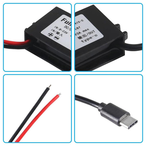 12V to 5V 3A Car Power Converter DC Module Voltage Regulator, Style:Dual USB with Ears