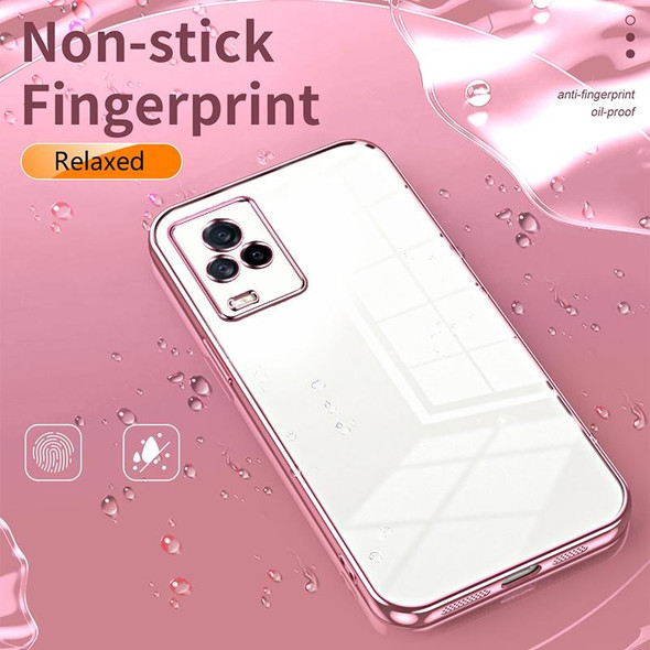 For vivo iQOO 7 Transparent Plating Fine Hole Phone Case(Purple)