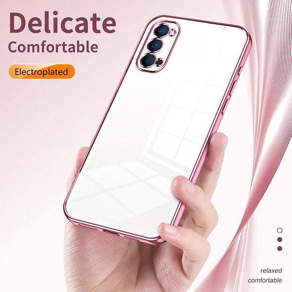 For OPPO Reno4 Transparent Plating Fine Hole Phone Case(Transparent)