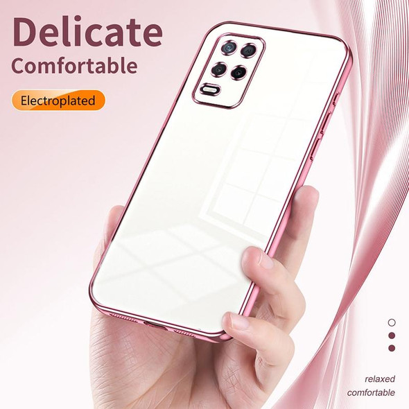 For Realme 8 5G Transparent Plating Fine Hole Phone Case(Silver)