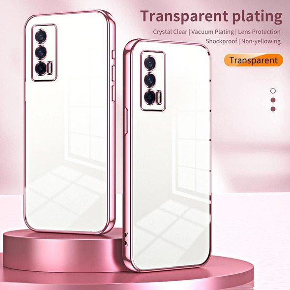 For vivo iQOO Neo5 / iQOO 7 India Transparent Plating Fine Hole Phone Case(Pink)