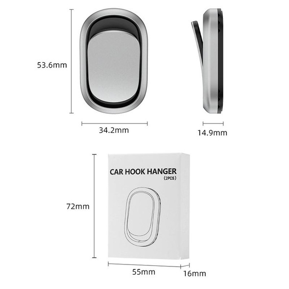 2pcs/set Car Adhesive Multifunctional Invisible Hook(Metal Silver)