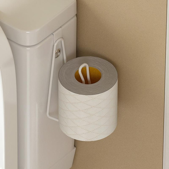 Bathroom Paper Towel Rack Wall Mounted Shelf Bathroom No-Punch Tissue Hook(White)