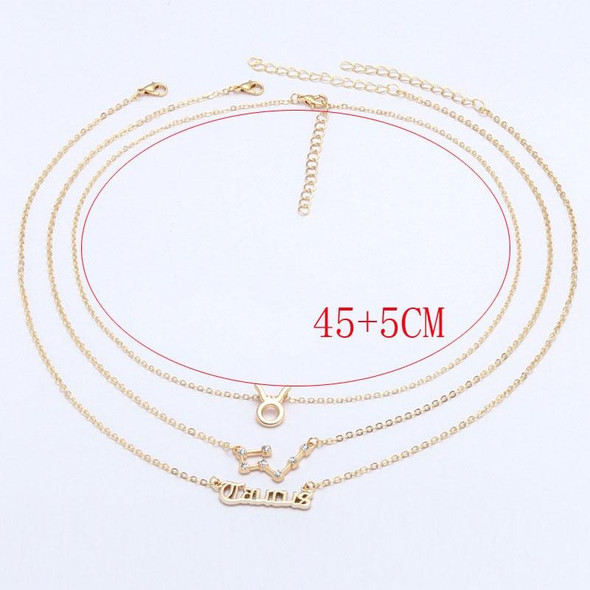 3 In 1 12 Zodiac Signs Necklace Set Retro Alphabet Symbols With Diamonds Jewelry Set, Style: Scorpion Golden