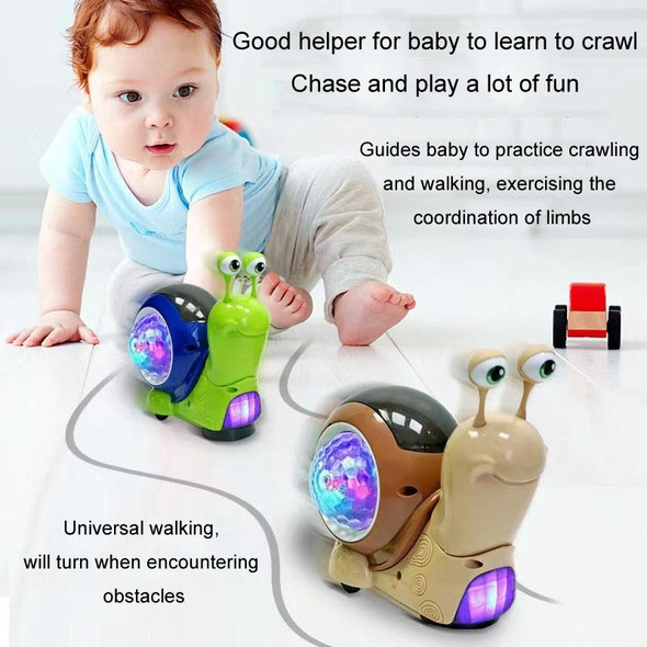 Children Electrical Crawling Snail Toys Sound And Light Projection Snail Fun Toys(Green)