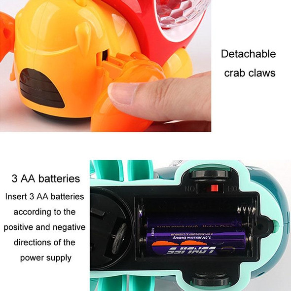 Crawling Hermit Crab Educational Electrical Toys Universal Music Light Projection Cartoon Children Toys(Orange)