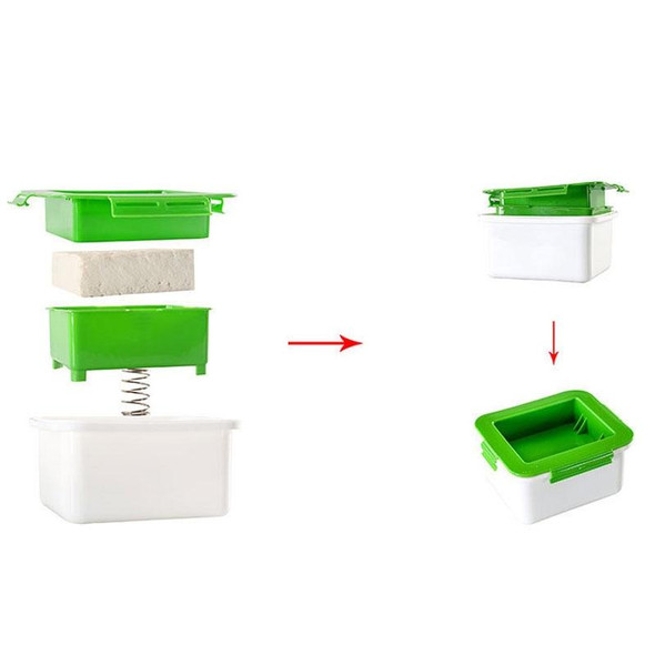 Household Tofu Squeezer Kitchen Built-In Tofu Draining Machine(White And Green)