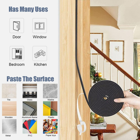 2m /Roll 3cm Width 10mm Thickness Foam Strips With Adhesive High Density Foam Closed Cell Tape Seal For Doors And Windows