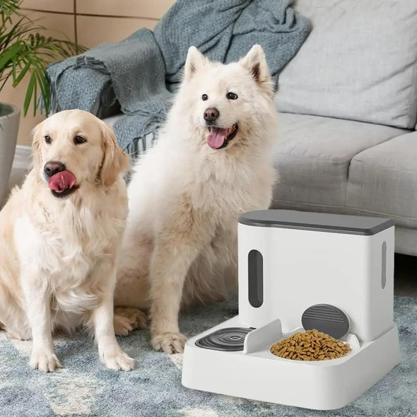 Pet Food Bowl Dog Drinking Fountain Cat Mobile Water Dispenser Automatic Feeding Water Feeder, Style: Basic Gray
