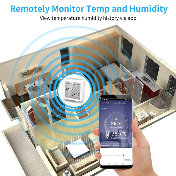Wifi Temperature And Humidity Meter Sensor Equipment Smart Home Graffiti APP Temperature And Humidity Sensor(Black)
