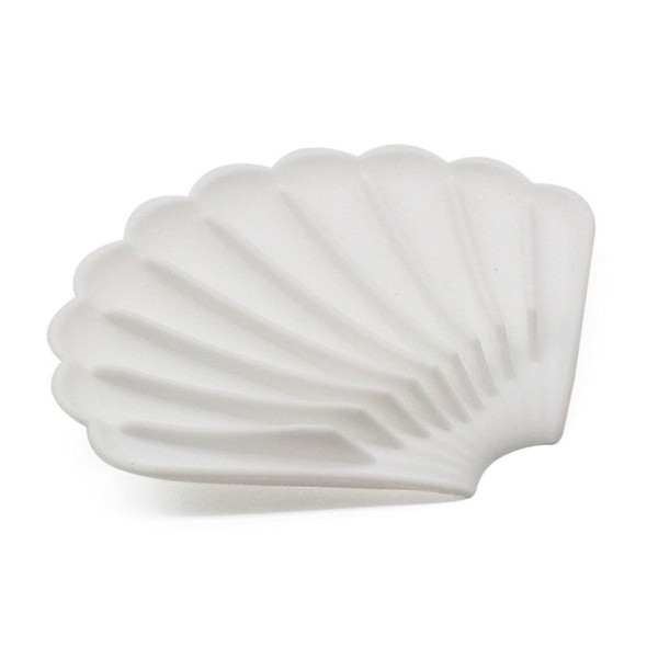 15x12.5x1.5cm Drainable Silicone Soap Box No Hole Deflector Soap Dish Shell Shape Non-Slip Soap Holder(White)