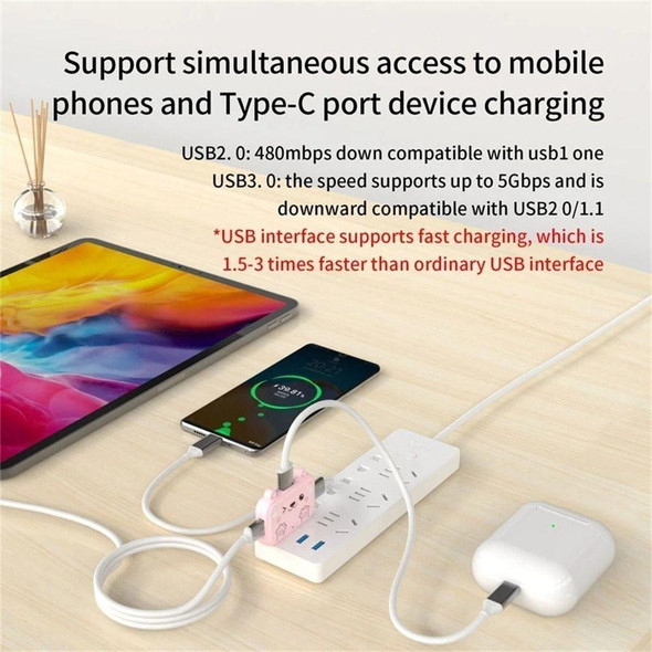 3 In 1 USB Hub For iPad / Phone Docking Station, Port: 3A USB3.0+USB2.0 x 2 Pink