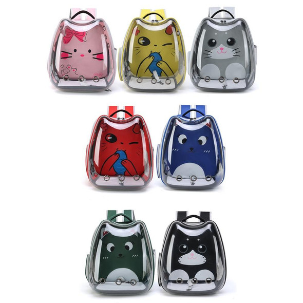 Cartoon Pattern Cat Transparent Pet Bag Space Capsule Portable Pet Backpack, Color: Blue