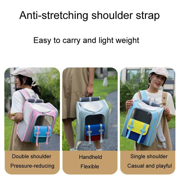 Square Foldable Cats Backpack Pets Outdoor Portable Double Shoulder Bag(Model 8 Gray)