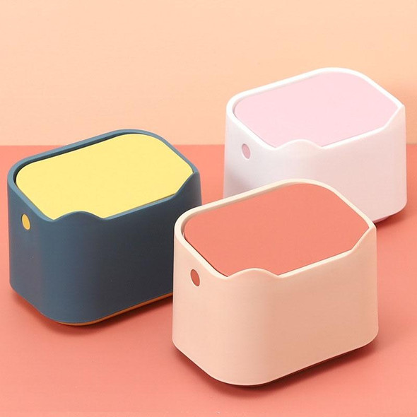 17.8 x 13 x 13.5cm Push Type Desktop Wastebasket Small Odor-Isolating Pet Litter Pan(White Pink)