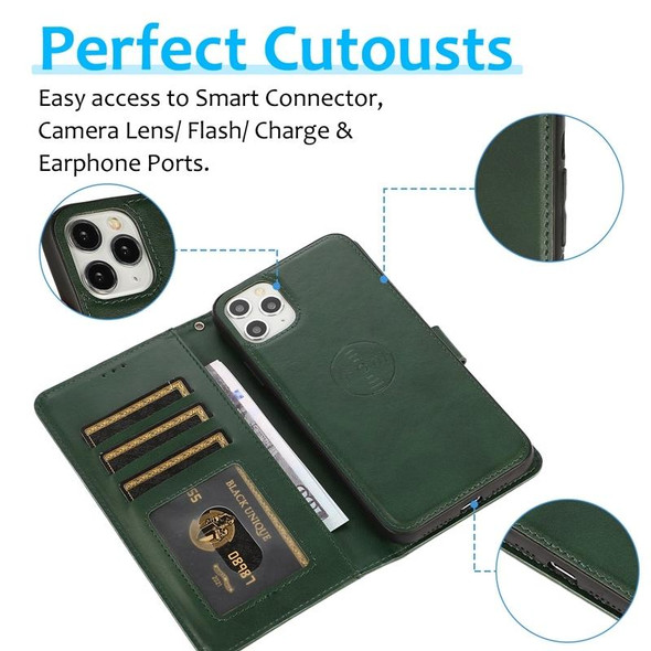 Calf Texture 2 in 1 Detachable Magnetic Back Cover Horizontal Flip Leatherette Case with Holder & Card Slots & Wallet & Photo Frame - iPhone 11 Pro Max (Green)