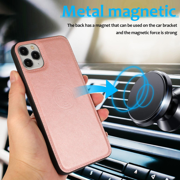 Calf Texture 2 in 1 Detachable Magnetic Back Cover Horizontal Flip Leatherette Case with Holder & Card Slots & Wallet & Photo Frame - iPhone 11 Pro Max(Rose Gold)