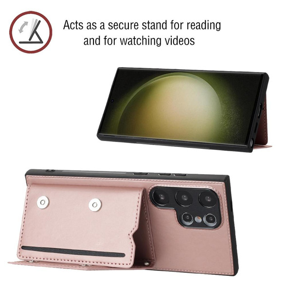 For Samsung Galaxy S24 Ultra 5G Skin Feel PU + TPU + PC Card Slots Phone Case(Rose Gold)