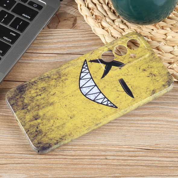 For Samsung Galaxy S23+ 5G Painted Pattern Precise Hole PC Phone Case(Yellow Background Smiling)