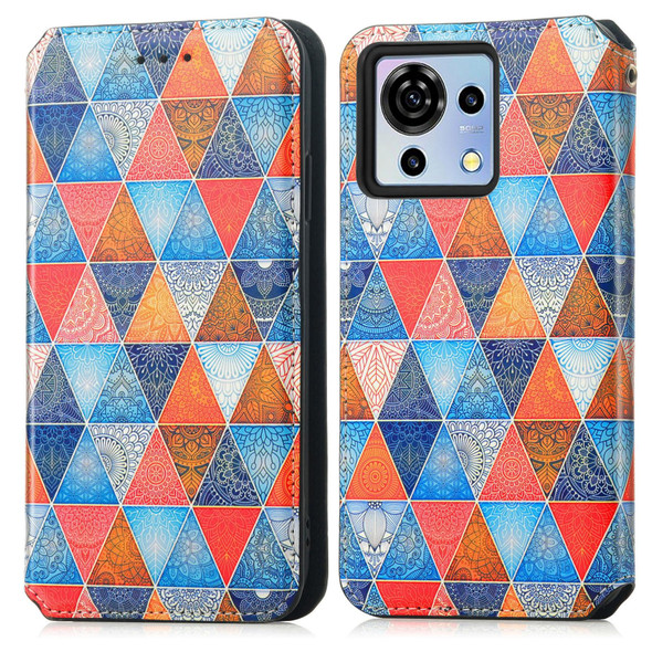 For ZTE Blade V50 Vita CaseNeo Colorful Magnetic Leather Phone Case(Rhombus Mandala)